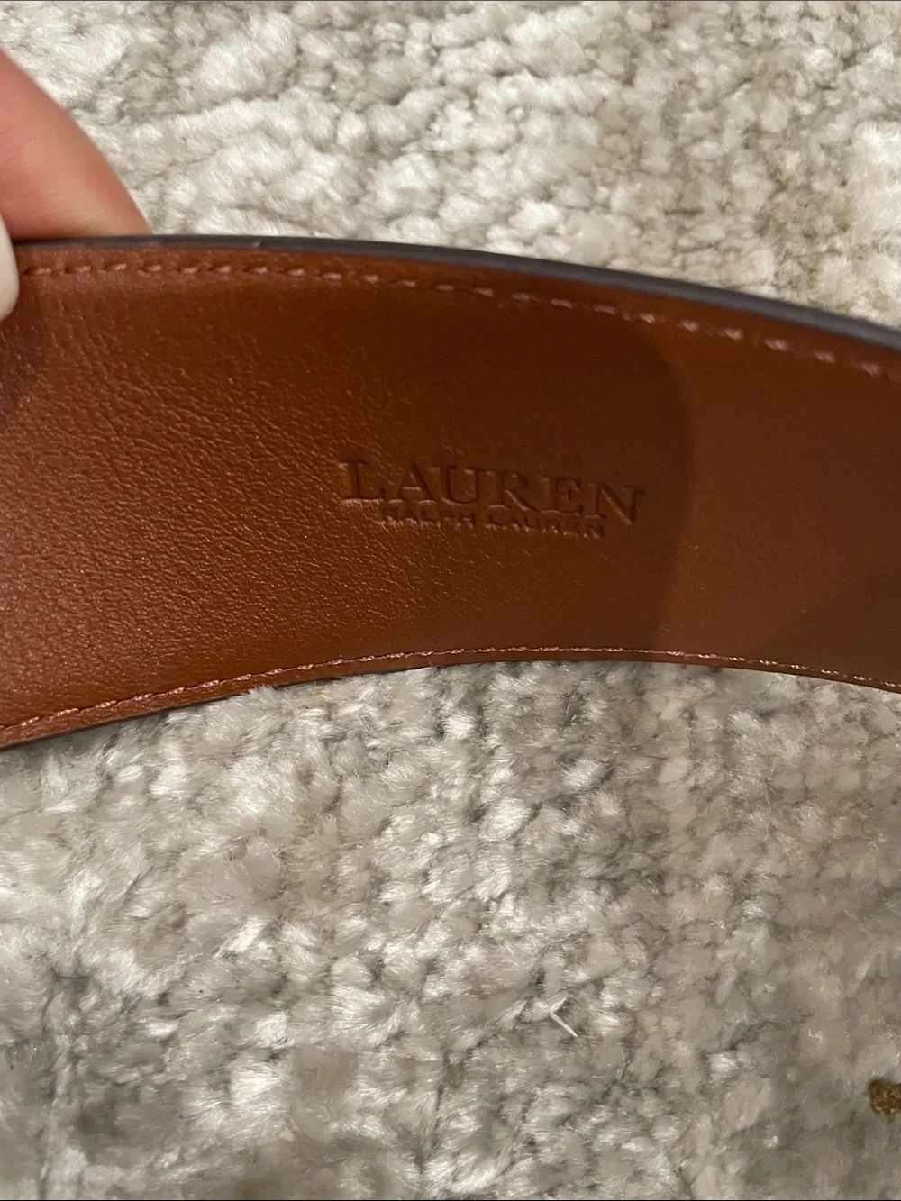Lauren Ralph Lauren Tan Leather Belt with Silver Heart Charms
